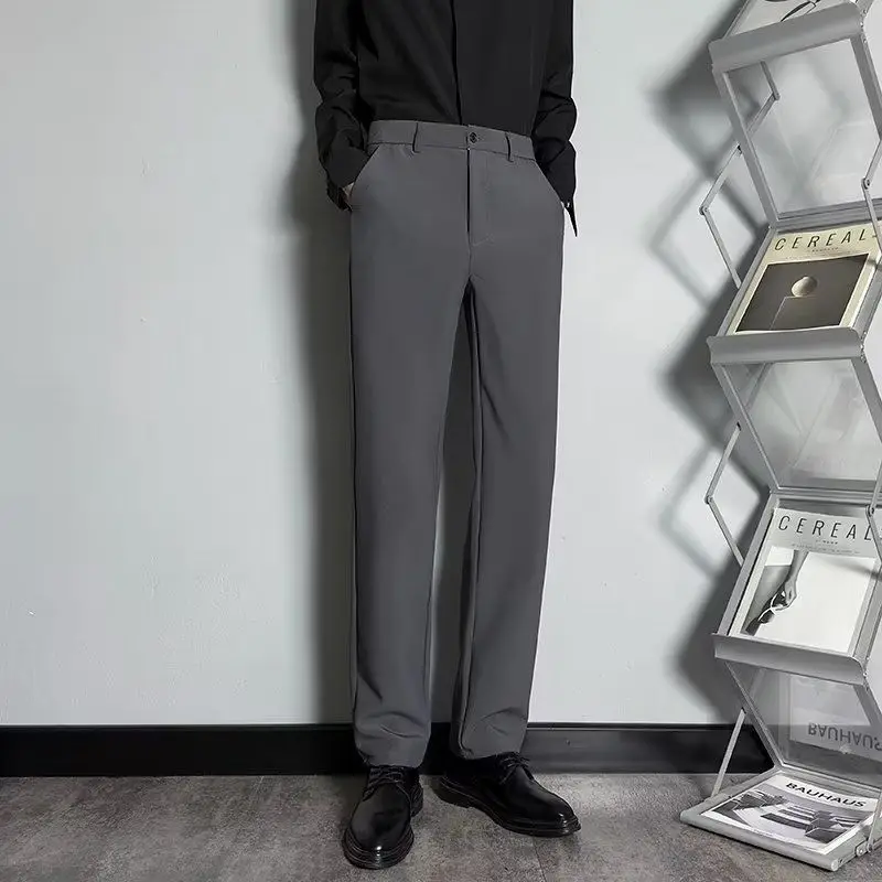 Men's Business Casual Trousers Loose Fit Thin Dress Pants Slim Elegant Commute Work Wear