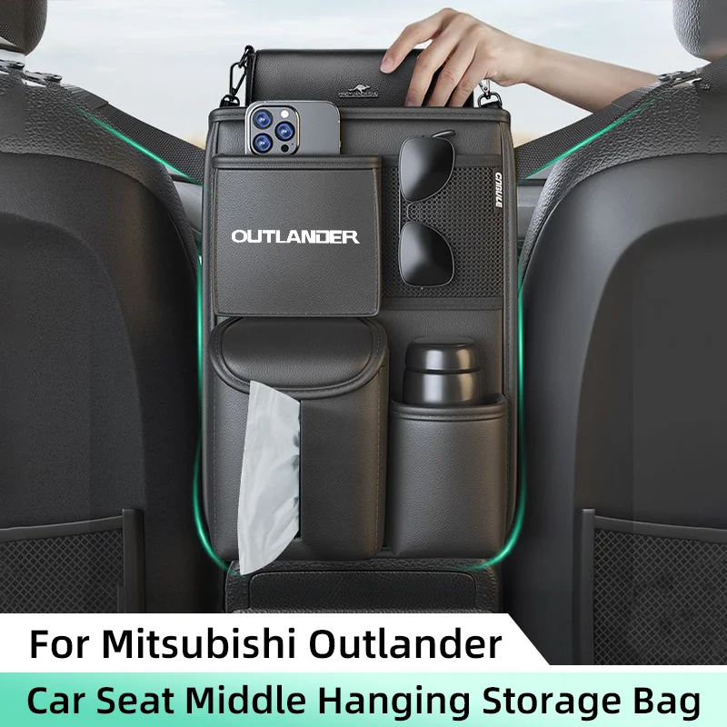 

Car Seat Middle Storage Bag For Mitsubishi Outlander 3 XL 2008 PHEV Armrest Hanging Organizer Handbag Holder Tissue Storage Bag