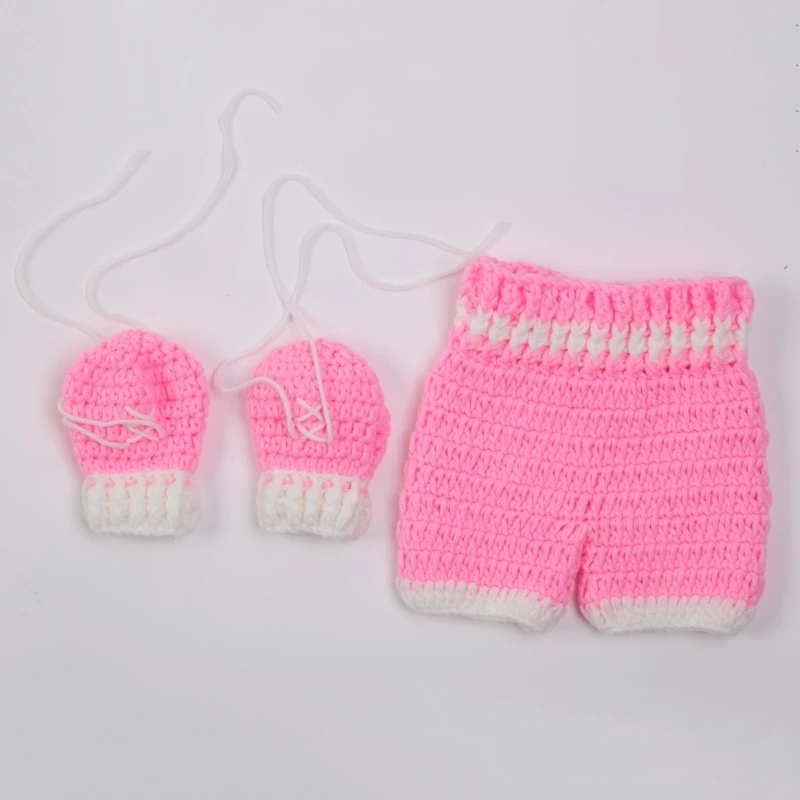 

Newborn Baby Photo Photography Prop Costume Boxing Gloves Shorts Crochet Knit D5QF