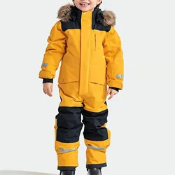 Children Snow Bodysuit Outfits Infant Kids Hooded Rompers Breathable Winter Windproof Warm Cotton Baby Boys Girls Jumpsuits