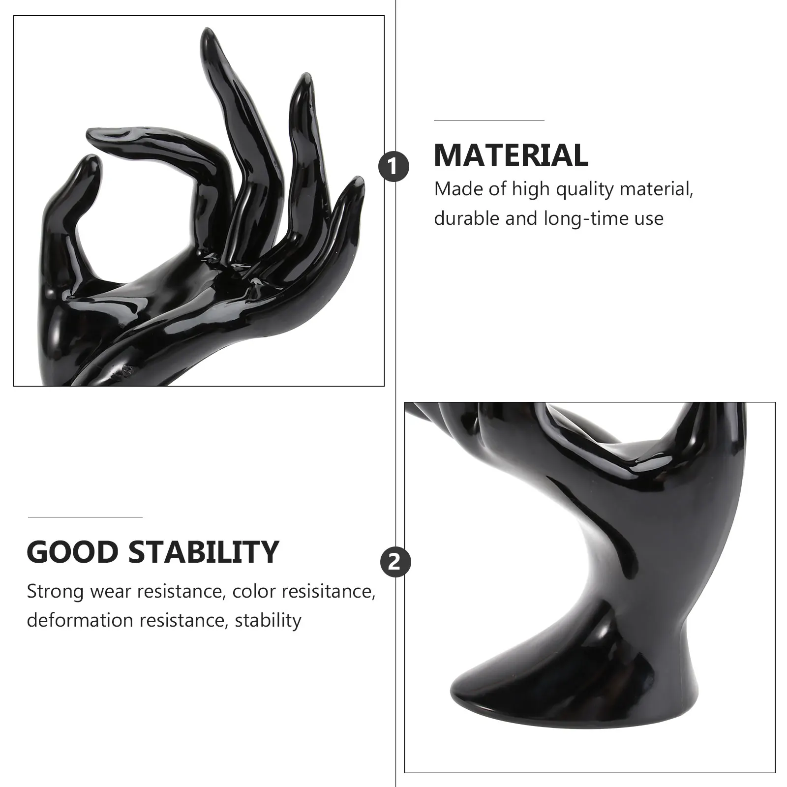 

Креативный пластиковый держатель для колец в форме руки, стеллаж для выставки товаров ювелирных изделий, органайзер для браслетов, прочный для домашнего магазина, черный 8X17 см