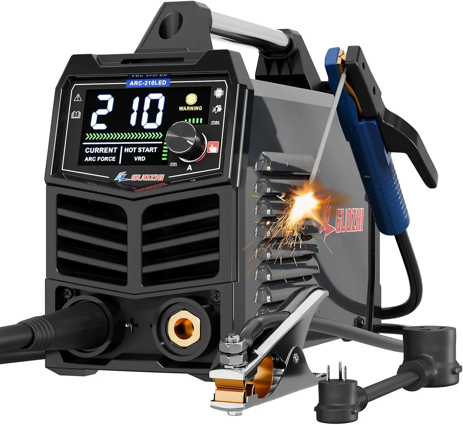

210Amp Digital Inverter IGBT Welding Machine with Large LED Display, Dual Voltage 110V/220V, Portable MMA ARC Welder