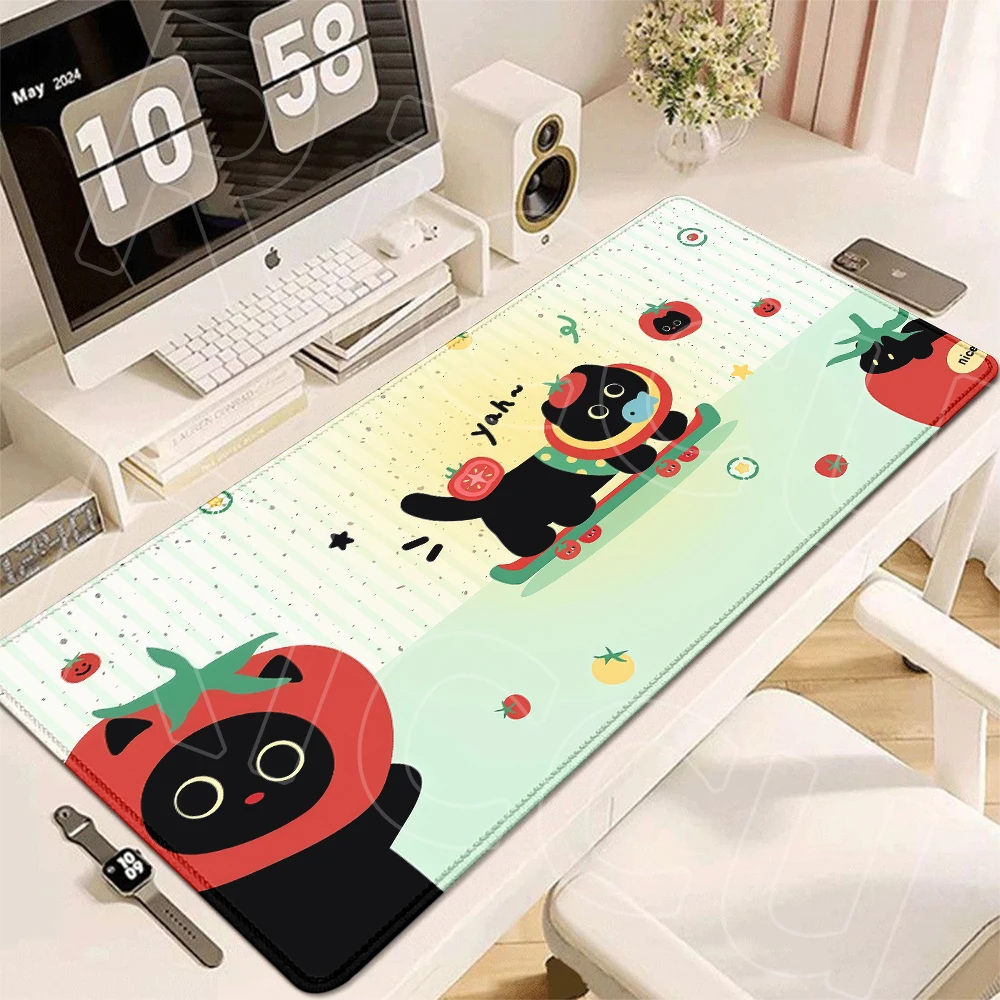 Cute Black Cat Patterns Large Size Mousepad Anti-Slip Rubber Bottom Mause Pad Anime Office Table Mat