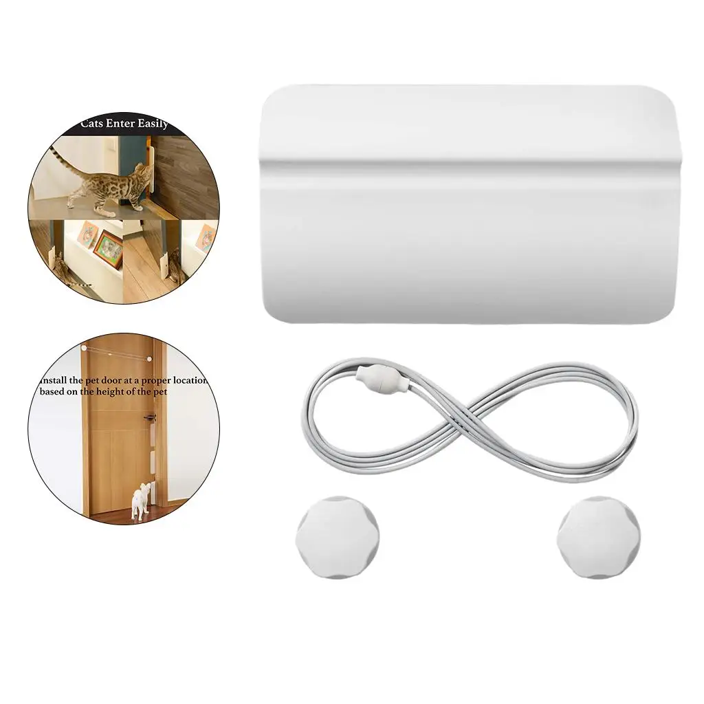 Automatic Pet Door No Drill Sturdy Plastic Entry for Dogs Cats with Rope Closure for Room Divider