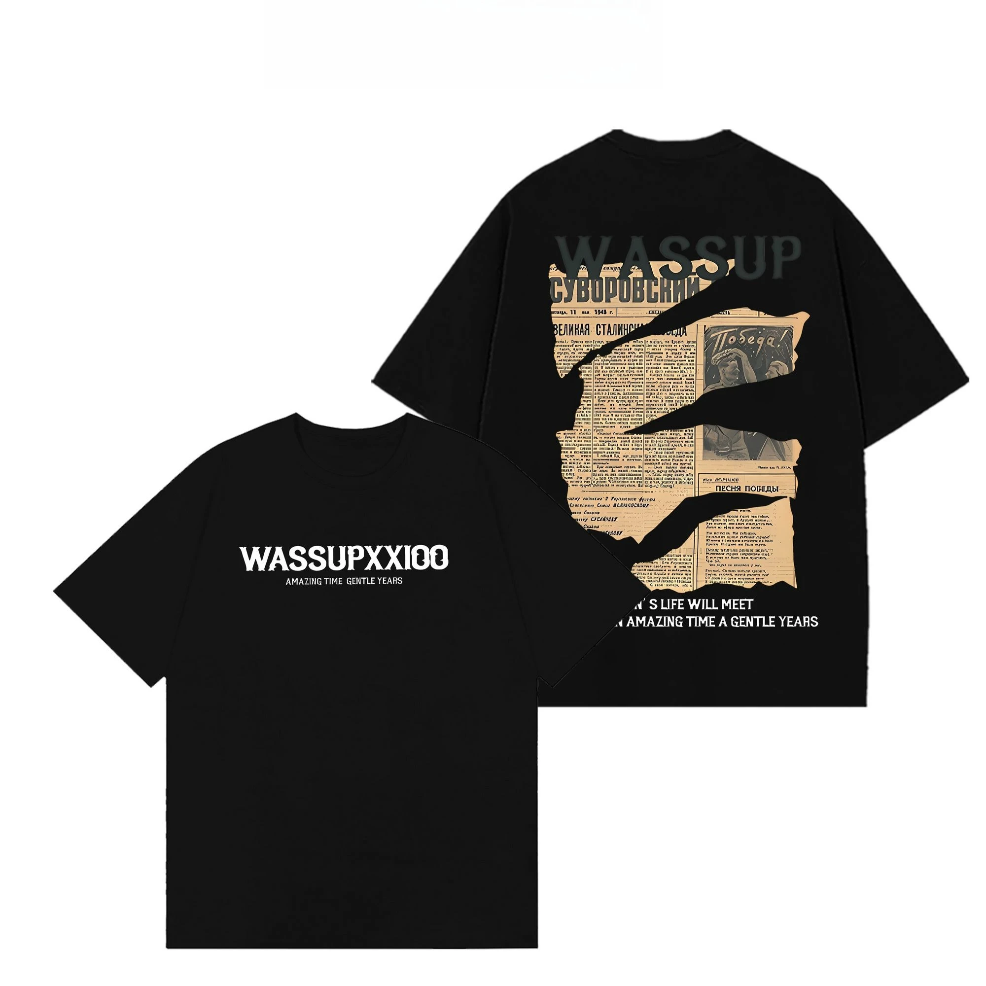 Vintage Fashion Newspaper - 2026 new Unisex Black Oversized T-Shirt