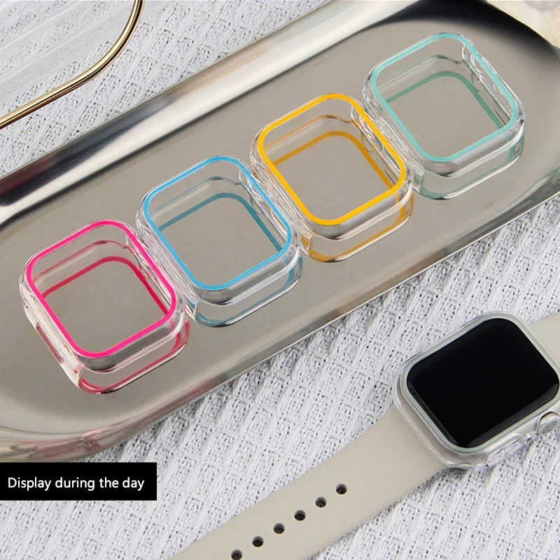 Penutup bercahaya untuk casing jam tangan Apple 45mm 44mm 41mm 40mm bingkai pelindung PC keras iWatch 8 7 6 5 4 3 SE Ultra 49mm Aksesori