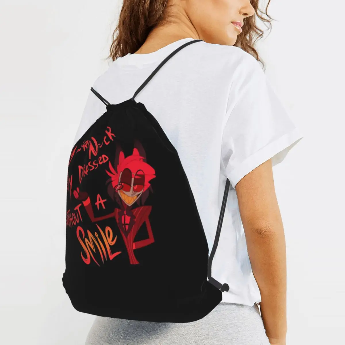 My Favorite Alastor Hazbin Hotel Backpacks Fashion Drawstring Bags Sports Bag Book Bags for Man Woman School