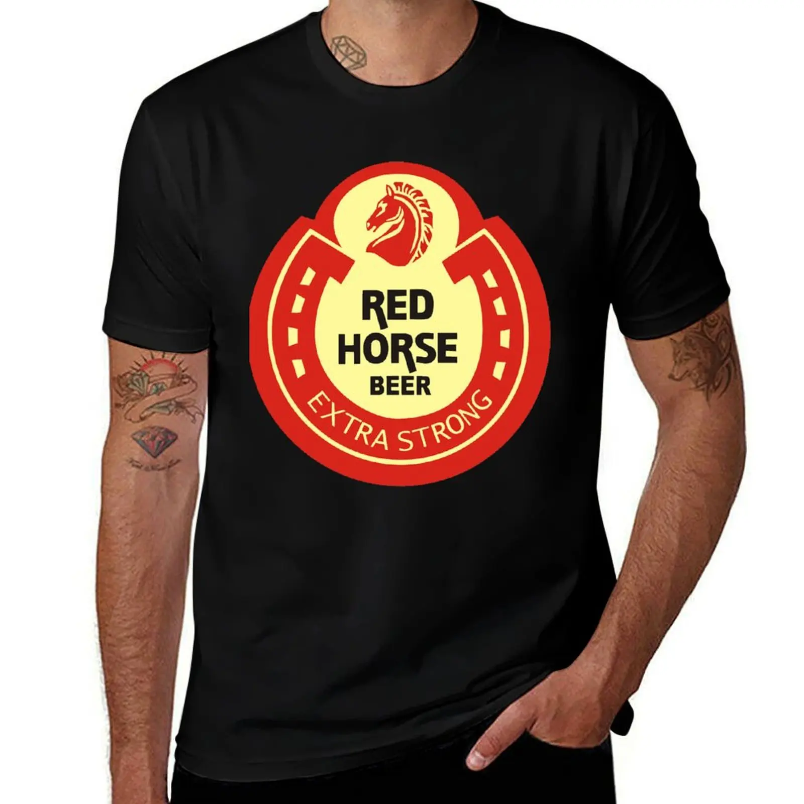 Red Horse Beer logo T-Shirt cotton tshirt 100% T-Shirt