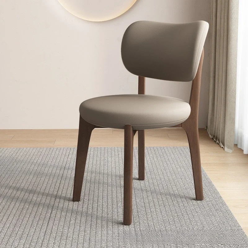 Solid wood backrest dining chair, Nordic style solid wood dining chair, widened backrest chair, solid wood dressing chair