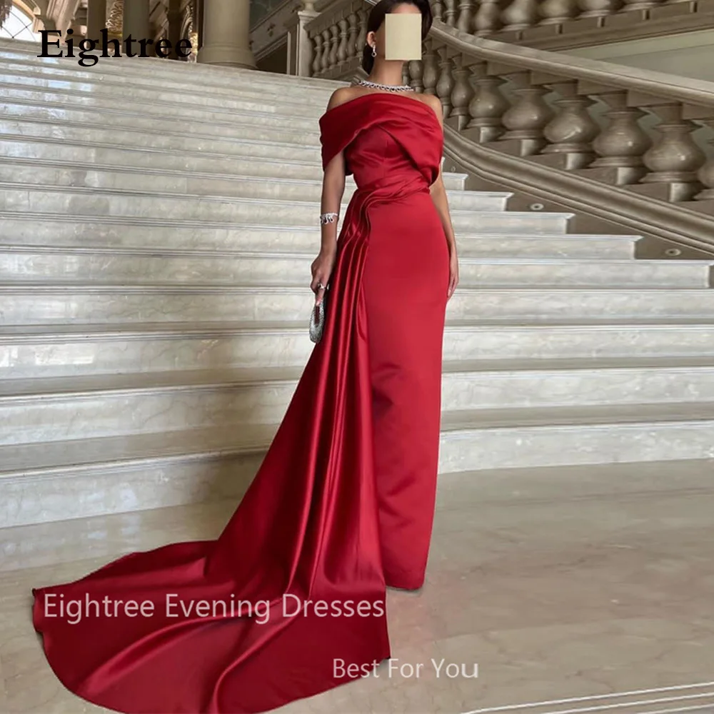 

Eightree Simple Dark Red Evening Dresses Saudi Arabic Women Prom Gowns Formal Party Dress Event Special Occasion Robe De Soirée