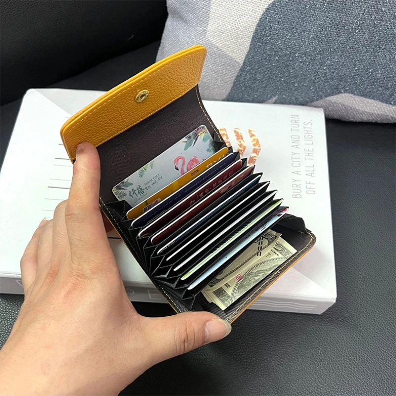 

Кожаный кошелек-клатч с кнопкой-защелкой - многофункциональный карман-гармошка, портативный маленький кошелек для кредитных карт, наличных и монет