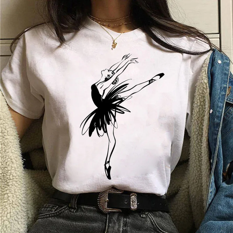 Ballet Dance T Shirt  Ballet T-shirt Women's Summer Comfortable Short Sleeve T-shirt Dance Training Dress Graphic T Shirts  Tops