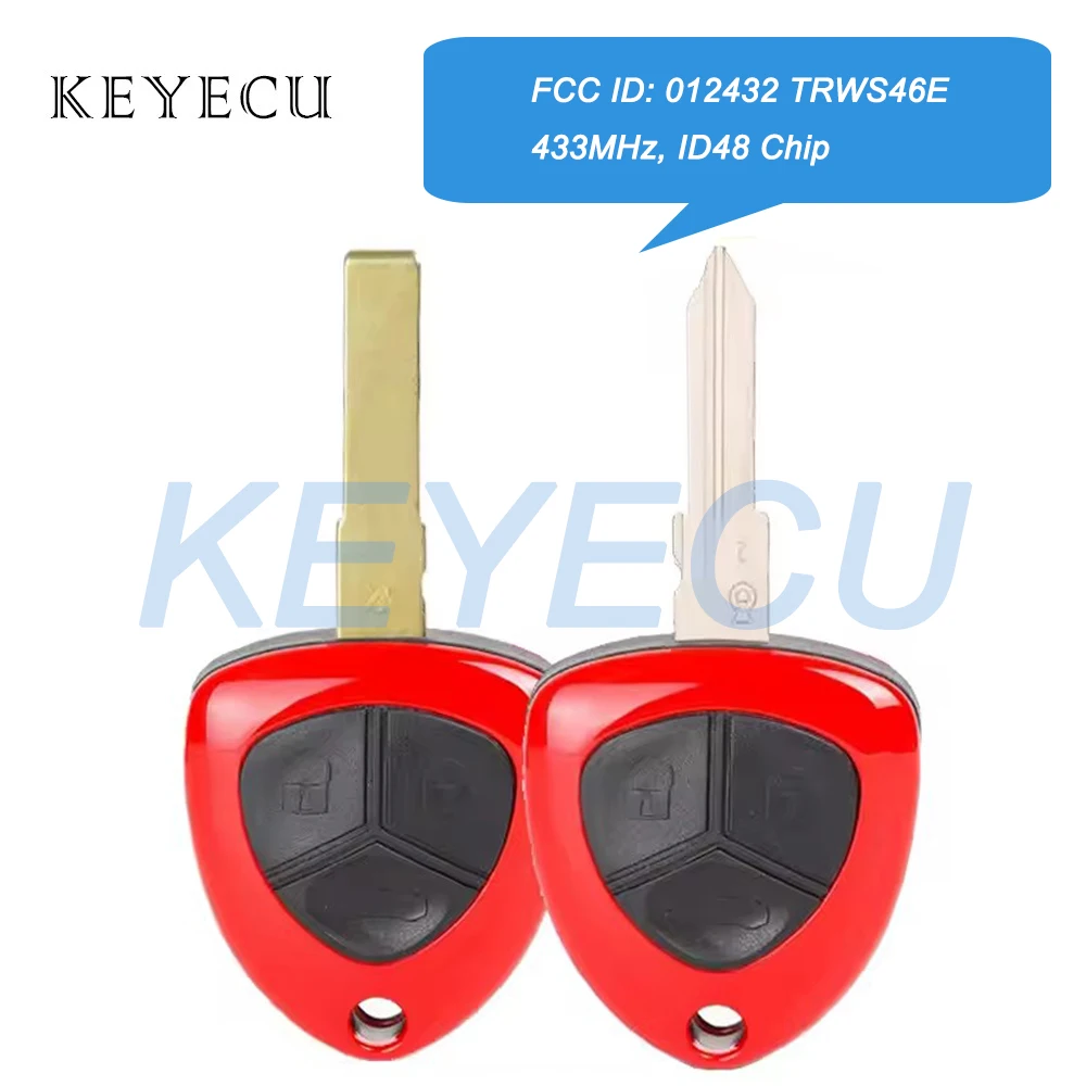 Keyecu FCC ID: 012432 TRWS46E 433MHz ID48 Chip Remote Car Key Fob 3 Buttons for Ferrari 458 Italia 2009-2014 F430 2005-2009