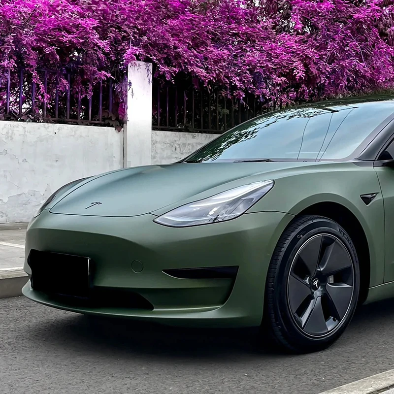 Pellicola opaca per protezione carrozzeria auto Pellicola avvolgente Ppf Vernice TPU Pellicola Tpu termofusibile verde militare satinato