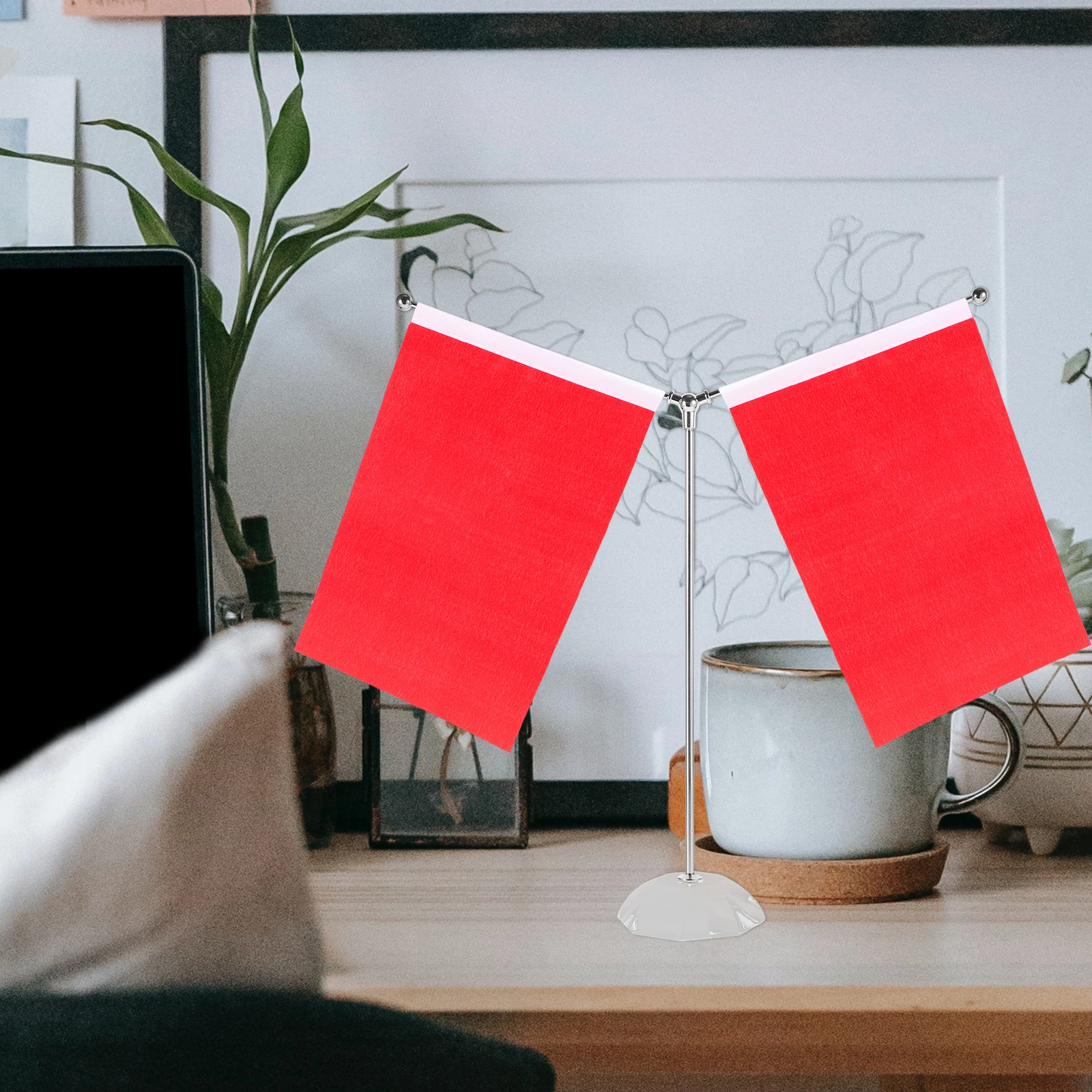 

Desktop Flag Pole Holder Metal Crystal Stable Base Sturdy Table Flag Stand Essential for Office Home Party Display