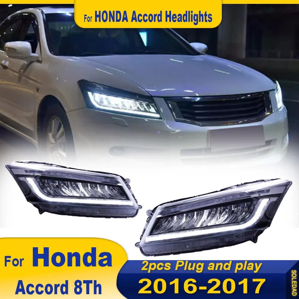 Car Lights for Honda Accord 8th 2008 2009-2013 LED Headlight Assembly Upgrade High Configure Dynamic Signal Lamp Accessories 2pc