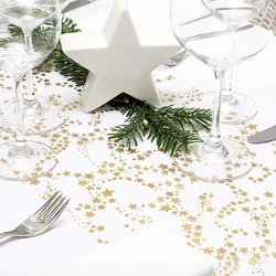 Golden Star Metallic Organza Table Runner for Advent Time Decorative Christmas Party Table Decor