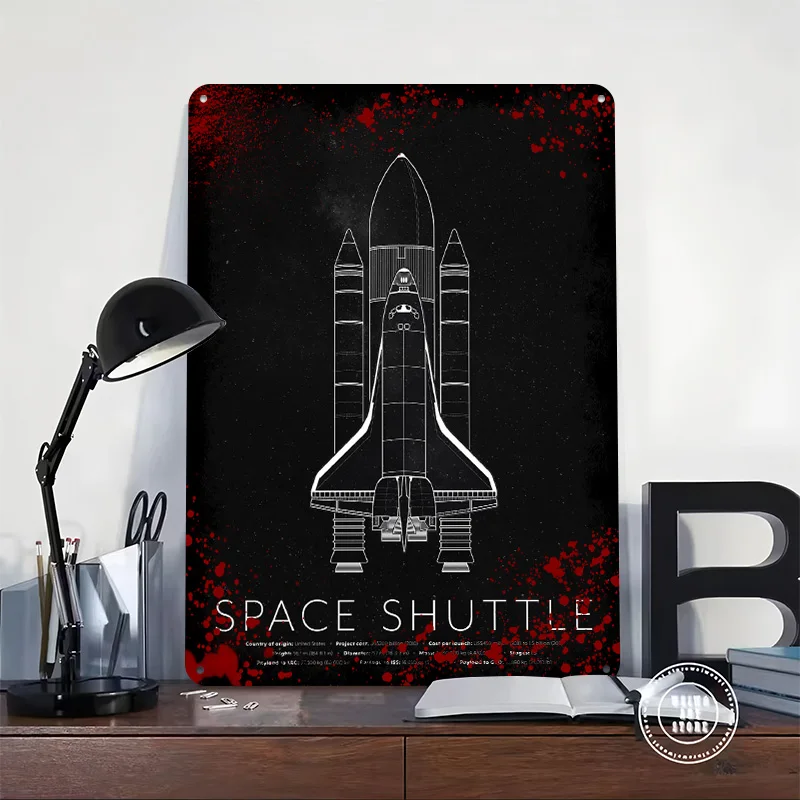 Space Shuttle Poster Customized Wall Art Vintage Metal Signs Retro Tin Plaque for Man Cave Modern Home Decoration Luxury House