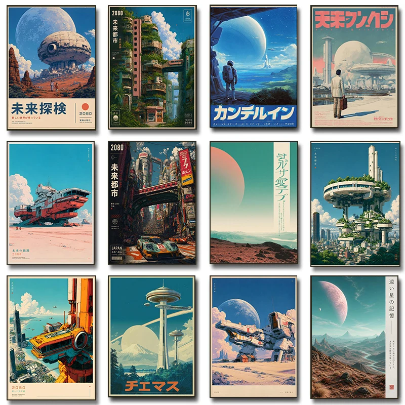 Sci-fi Futuristic Space Station Exploration Poster Alien Valley Orbital Prints Canvas Painting Wall Art Pictures Home Room Decor