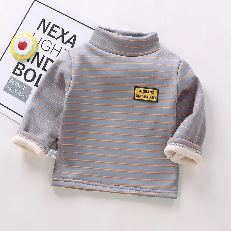 Camisas de terciopelo de cuello alto para niños, ropa de 2-8T para niños y niñas, blusa, camisetas, ropa para niños, otoño coreano