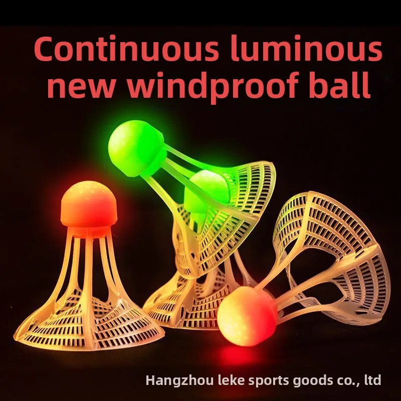 

Luminous Windproof Luminous Badminton Ball Super Durable Outdoor Fluorescent Bright Plastic Nylon Ball with Light