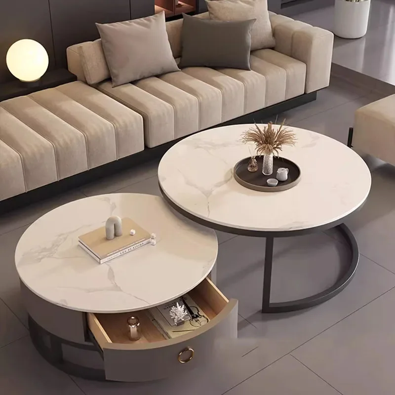 Modern Design Set Coffee Table Small Black Glass Low Center Round Coffee Table Mobile Nordic Mesa De Centro De Sala Furniture