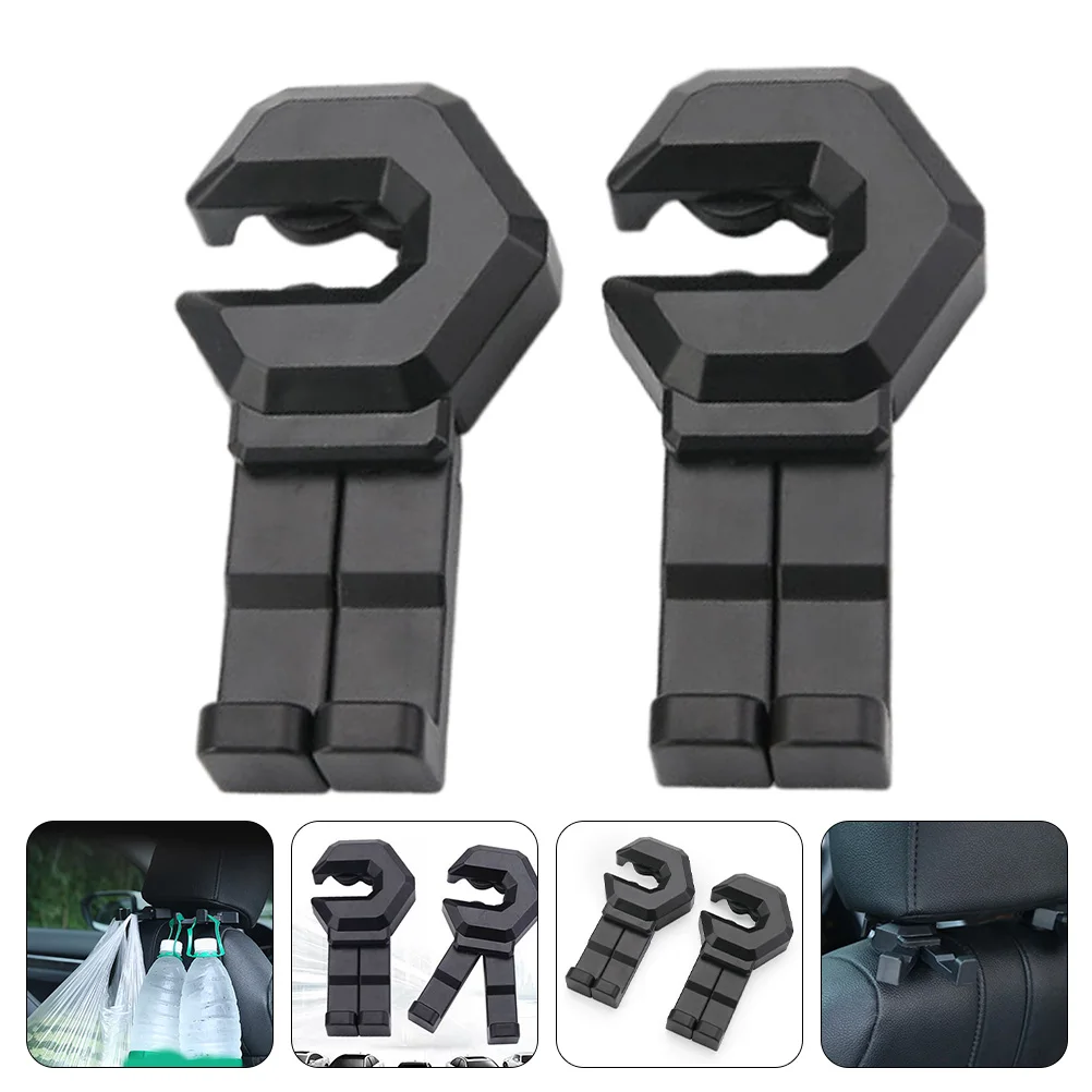 

1 Pair Universal Back Headrest Hanger Abs Plastic Dual Hooks Easy Install Space Saving Organizer For Car Seats Storage Grocery