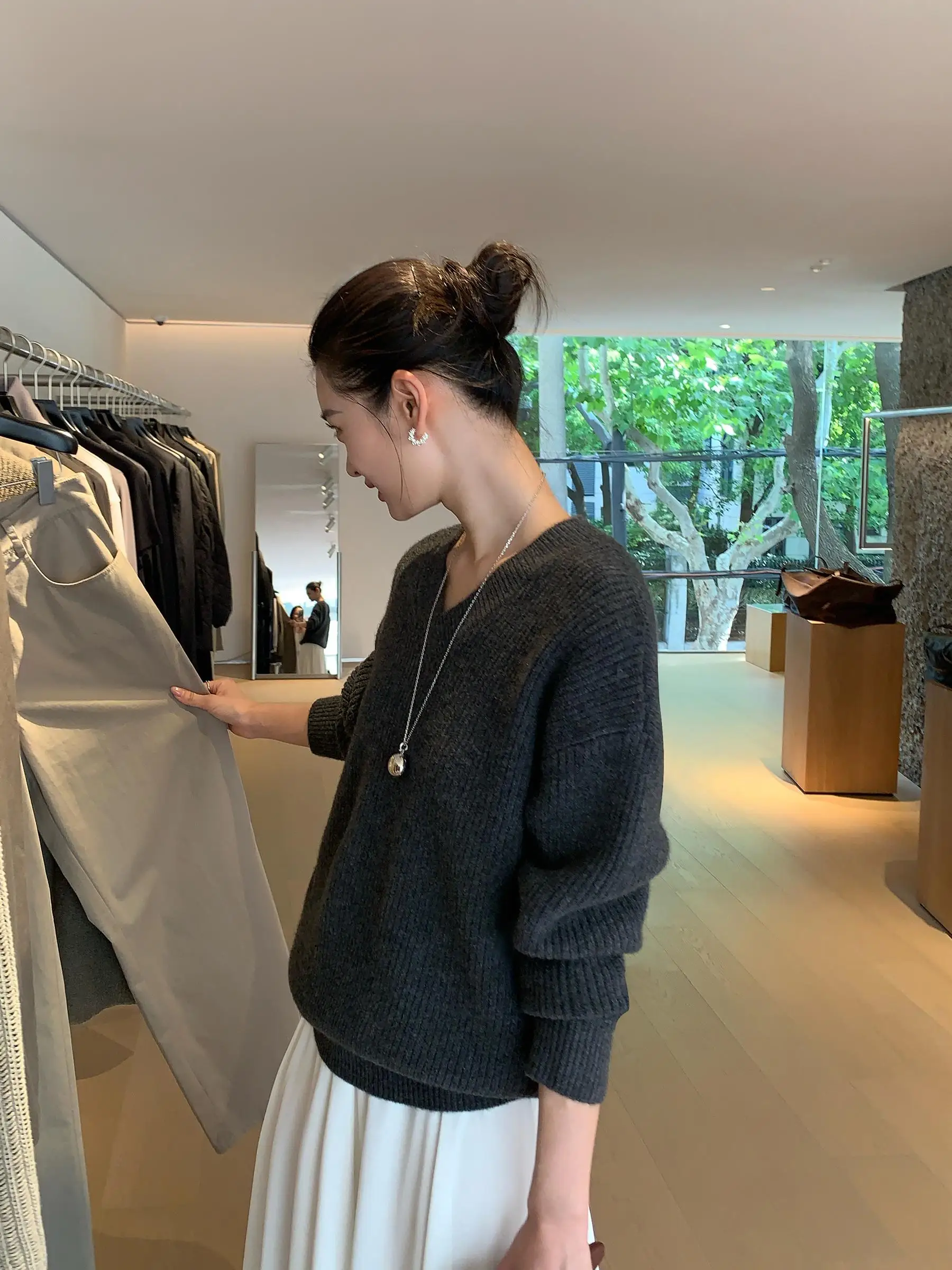 

Pusumede ey V-Ne вязаный свитер женский свободный повседневный длинный све Top Street Stroll коврик Sle онлайн эксклюзивный