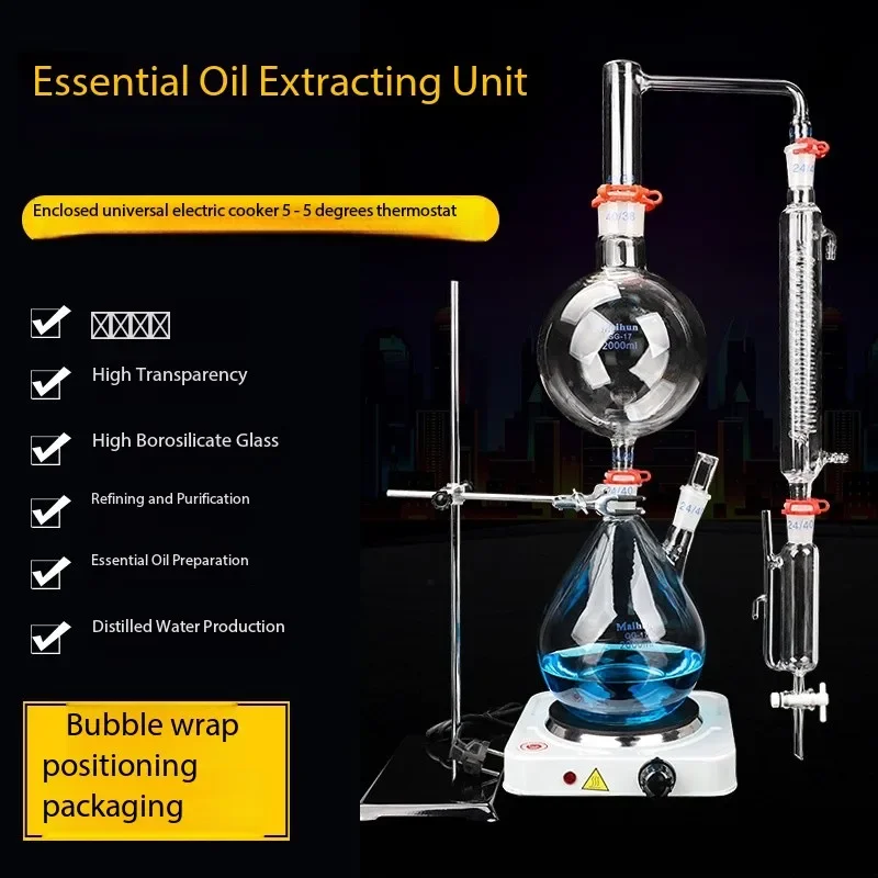 2000ml Essential Oil Extraction & Separation Set, Complete Home Distillation Device for Hydrosol & Pure Oil