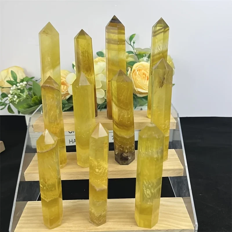 Natural Citrine Crystal Tower  Wand 6 Faceted Chakra Crystal Point Reiki Meditation Therapy Crystal Healing Gift