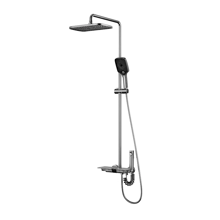 

Brass Thermostatic Shower Head Set Gun Metal Surface Thermostatic Shower Set Massage Faucet