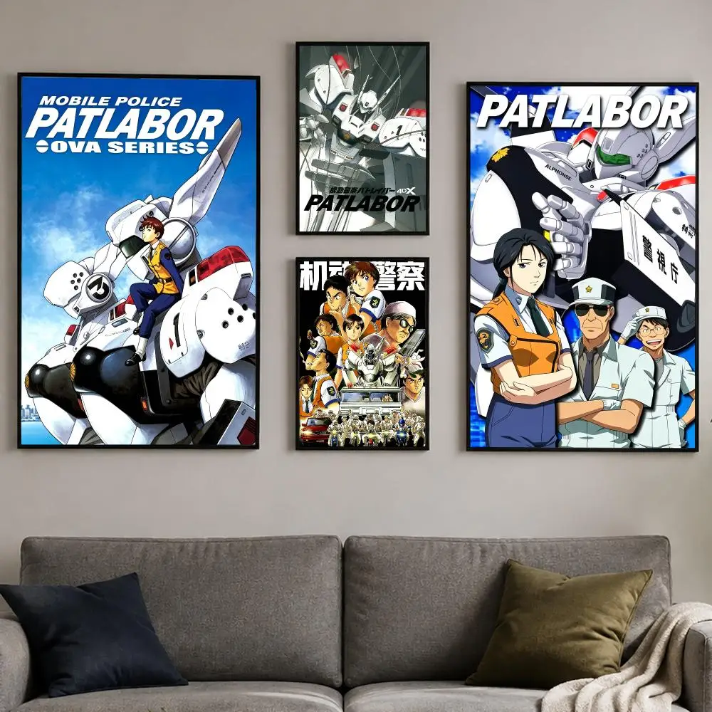 Anime Patlabor Mecha Police Classic Poster PP Self-Adhesive Bedroom Gaming Cafe/Bar Vintage Aesthetic Decor Ideal Gift