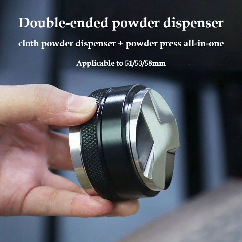51/53/58mm Coffee Distributor & Tamper, Dual Head Coffee Leveler Fits, Adjustable Depth-Espresso 3Angled and Flat Tampers