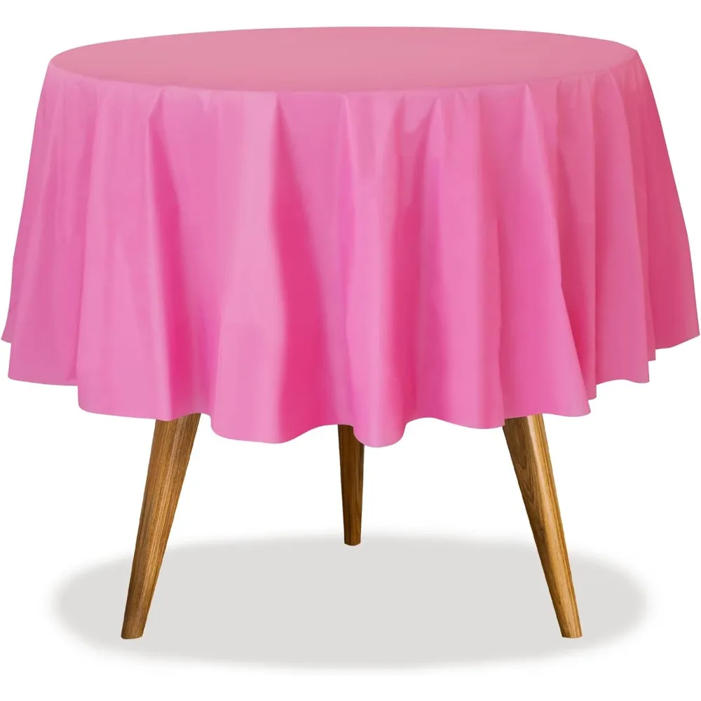 مفرش طاولة وردي للاستعمال مرة واحدة للطاولات المستديرة (36 عبوة) مفرش طاولة للحفلات والمناسبات وحفلات الزفاف وفي الداخل والخارج