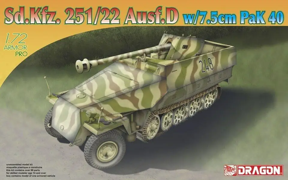 DRAGON 7351 1/72 scale Sd.Kfz. 251/22 Ausf.D w/7.5cm PaK 40