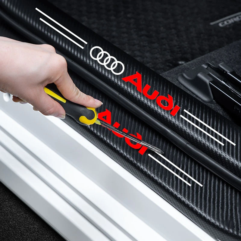 Car carbon fiber strip sticker anti step threshold decoration suitable for Audi A3 A4 A5 A6 A7 B5 B6 C5 C6 8P 8V 8L Q2 Q3 Q5 Q8