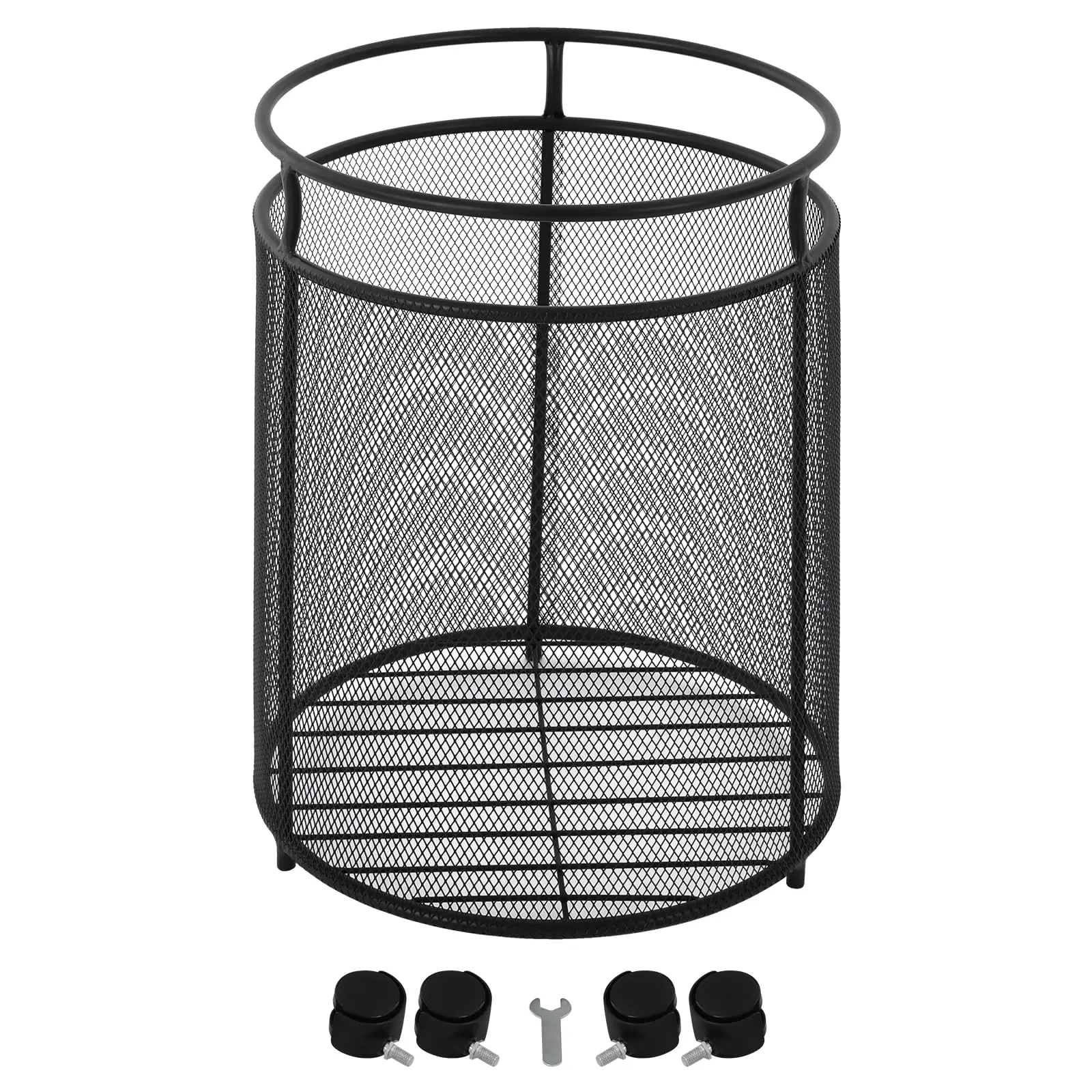 سلة الغسيل بعجلات، عربة سلة الغسيل المعدنية المستديرة، عربة فرز سلة الغسيل المحمولة، لعبة سلة الملابس القذرة للحمام