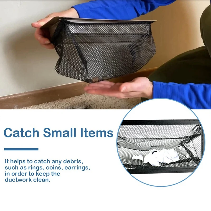 Floor Register Trap, Airvent Filter Mesh Catcher, Vent Screen Net Keeps Bugs, Coins, Pet Hair, Food Out (4X10in/6Pack)