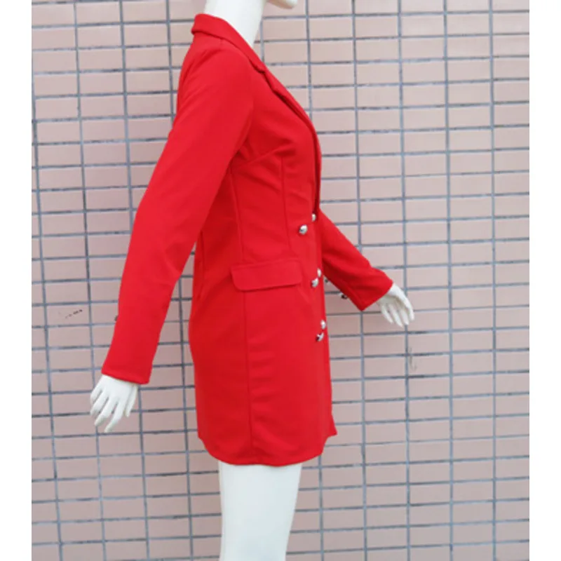 Women's Suit Top Short Skirt Casual Suit Commuter Holiday Spice Sweet Long Sleeve Red Dress Professional Dress  Color Comfort