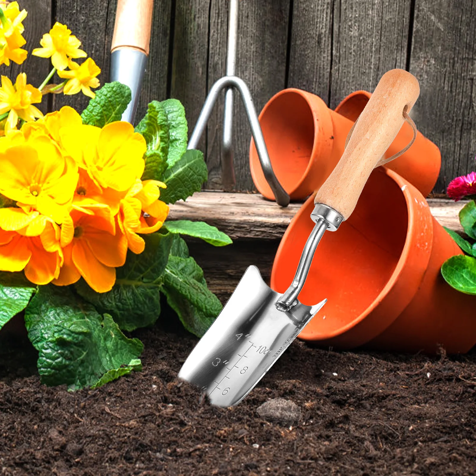 

Garden Shovel Spade Planting Trowel Wood H Stainless Steel Digging Tool Soil Loosening Weeding Gardening Small Shovel