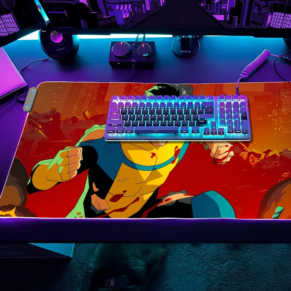 

Anime Gaming Invincible MousePad LED Table Pads Backlit Season Rubber Desktop XXL RGB Desk S Micro 2 USB