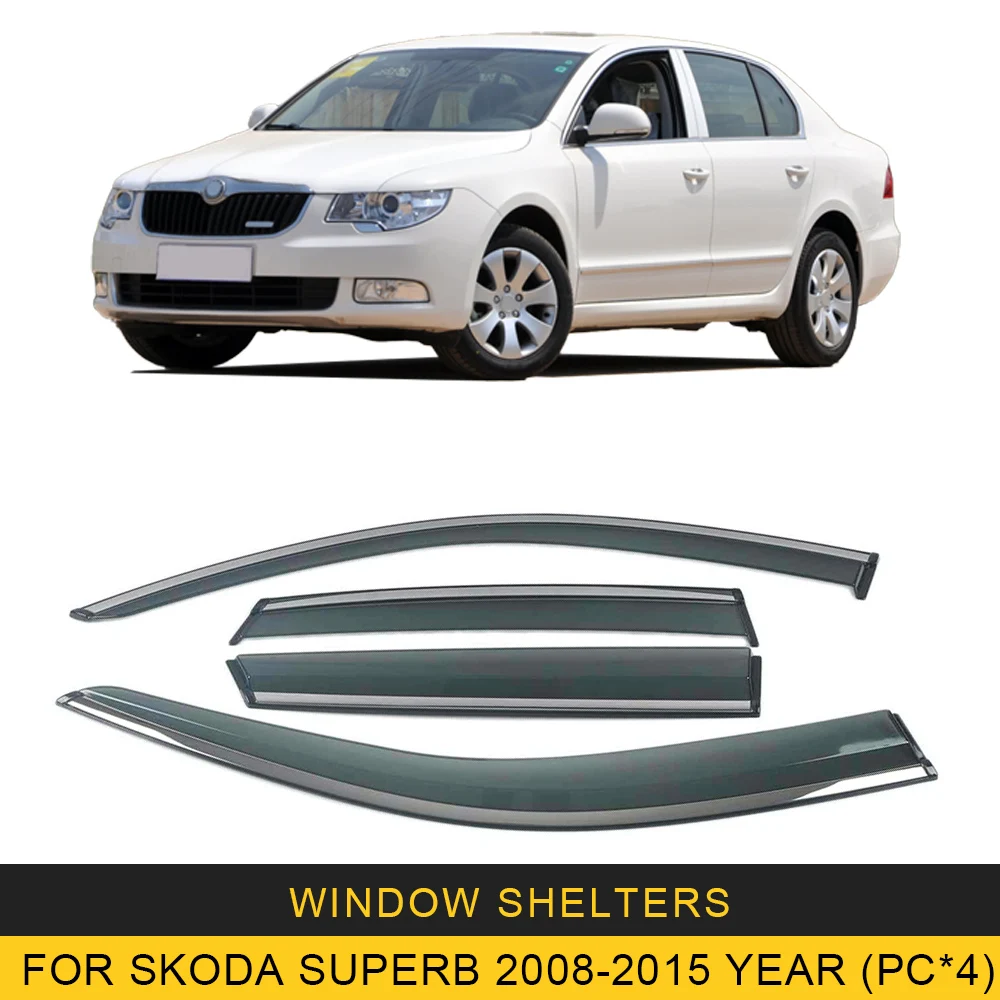 For Skoda Superb Fabia Octavia Superb Yeti Car Window Sun Rain Shade Visors Shield Shelter Protector Cover Trim Frame Sticker