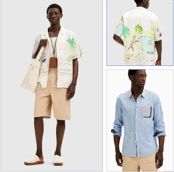 Foreign trade Spain summer new graffiti hand-painted print design lapel comfortable men's short-sleeved shirt
