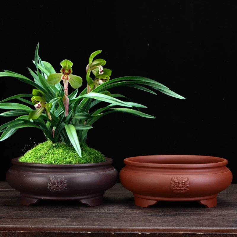 Traditional Chinese Craftsmanship Purple Clay Flowerpot Terracotta Planters for Indoor Plants Tabletop Bonsai Decoration Macetas