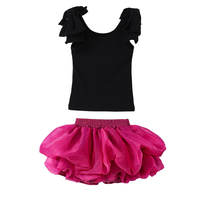 Set di abiti da spettacolo per ragazze con gonna a palloncino per danza jazz per bambini. Abito da ballo per cheerleader per passeggiate in dopamina per bambini