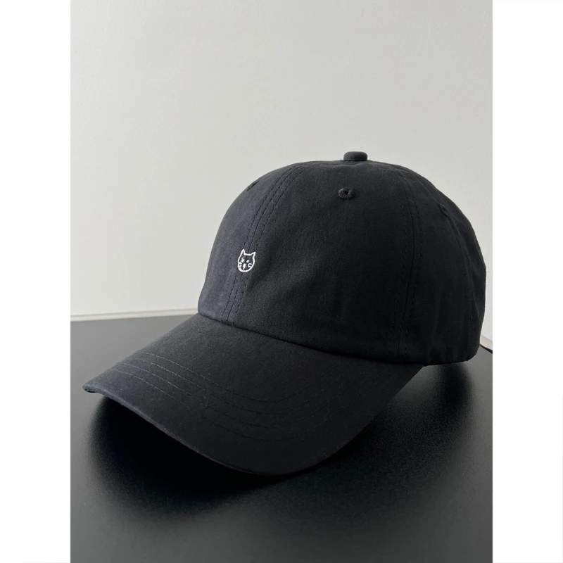 القط المطرزة قبعة بيسبول النساء السفر في الهواء الطلق قبعة تنوعا لينة بلغت ذروتها قبعة الرجعية الأزرق الداكن العصرية الرجال قبعة بيسبول #5