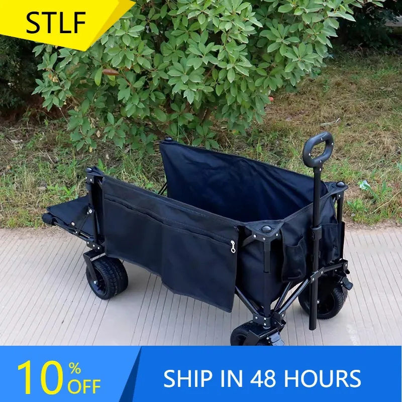 XMSJ Foldable Wagon With Extended Tailgate Collapsible Large Capacity Folding Wagon Heavy Duty Utility Carts Shopping Camping Ou