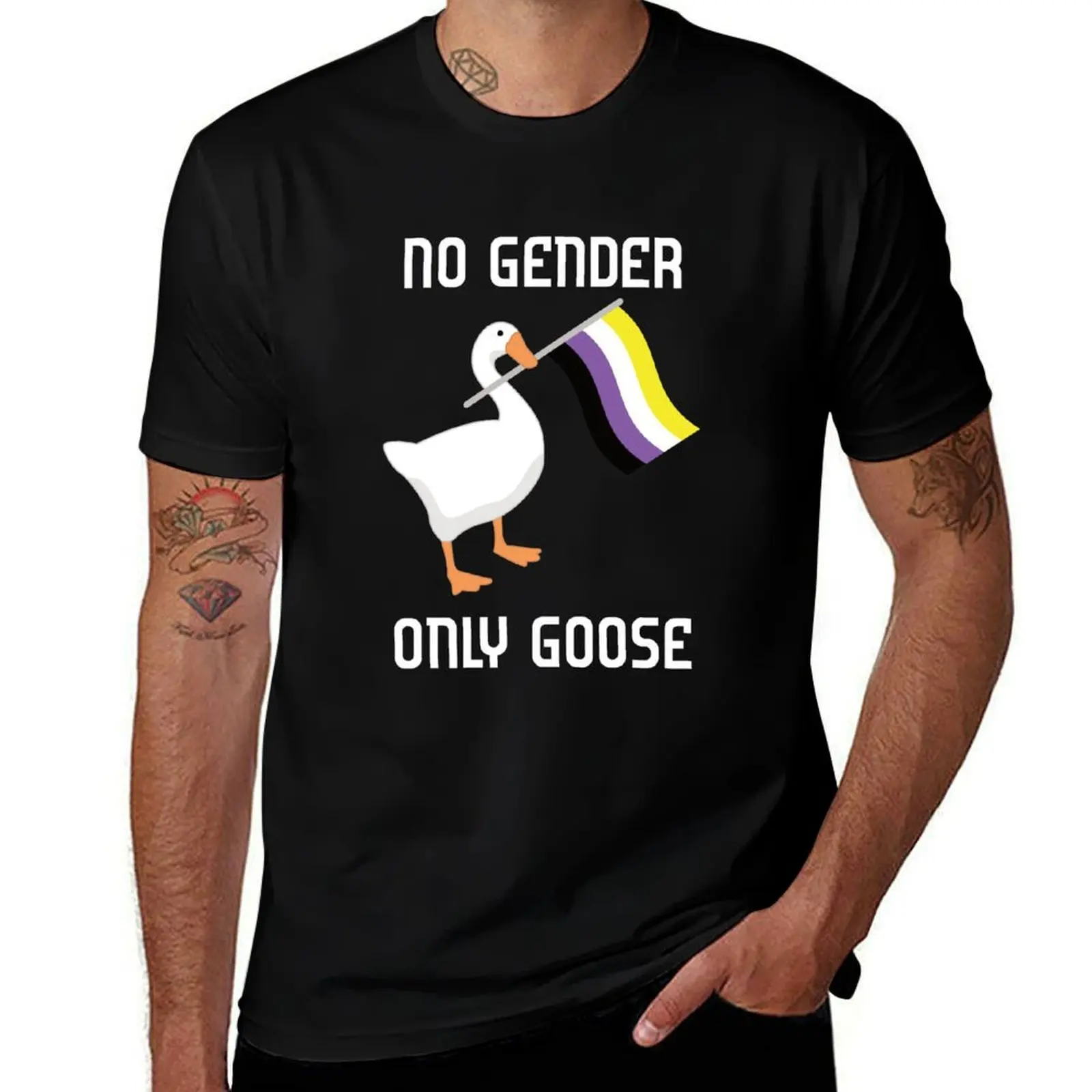 No Gender Only Goose Nonbinary Pride Flag LGBTQ T-Shirt Moisture Control Sports Tee