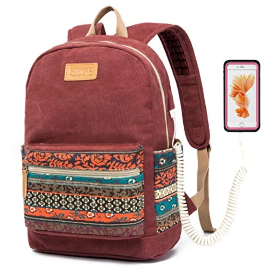 

Canvas Backpack with Massage Cushioned StrapsTravel Outdoor Backpack
