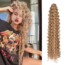 Extensiones de Cabello sintético Afro rizado, trenzas de ganchillo, Marrón degradado, 22 pulgadas